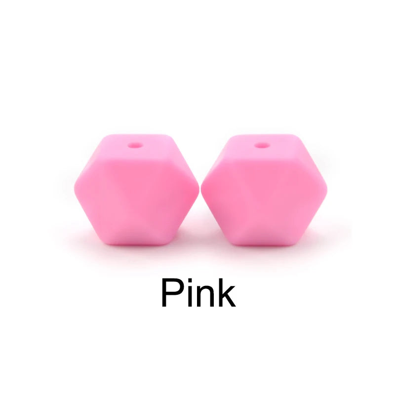 LOFCA 50pcs 14mm Mini Hexagon silicone beads Baby Teether BPA Free DIY Necklace Pacifier Chain Baby Teething Care Infant