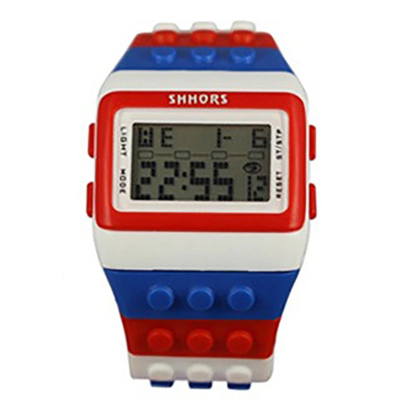 UTHAI CE145 Colorful Building Blocks DIY Digital Electronic Student Watch Leisure Sport Fashion Multifunctional Children's Watch