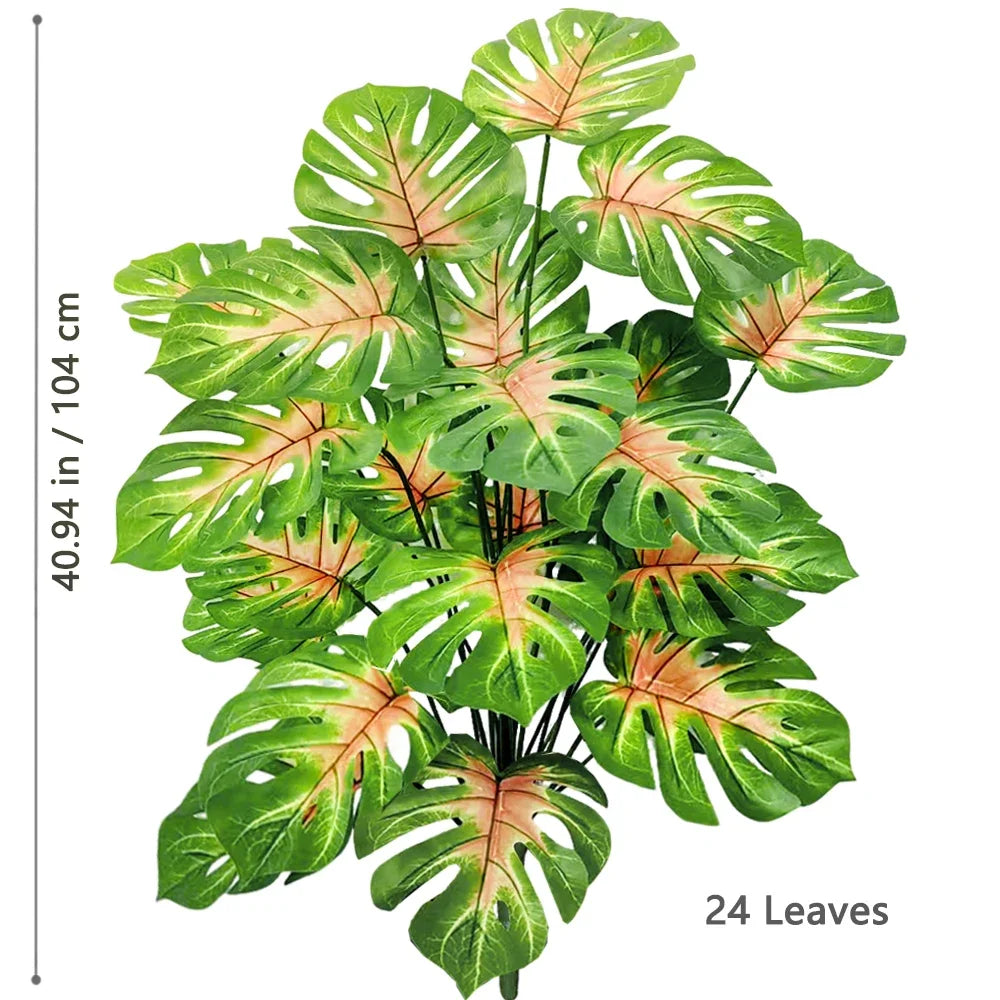 40-130cm（51.18in） Artificial Monstera Plant Fake Palm Tree Plastic Turtle Leaf Green Plant for Home Garden Room Office Decor