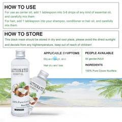 Natural Organic Coconut Oil 100% Organic Castor Oil Moisturizing Deep Relaxation Body Face Massage Essential Oil Skin Care 100ml