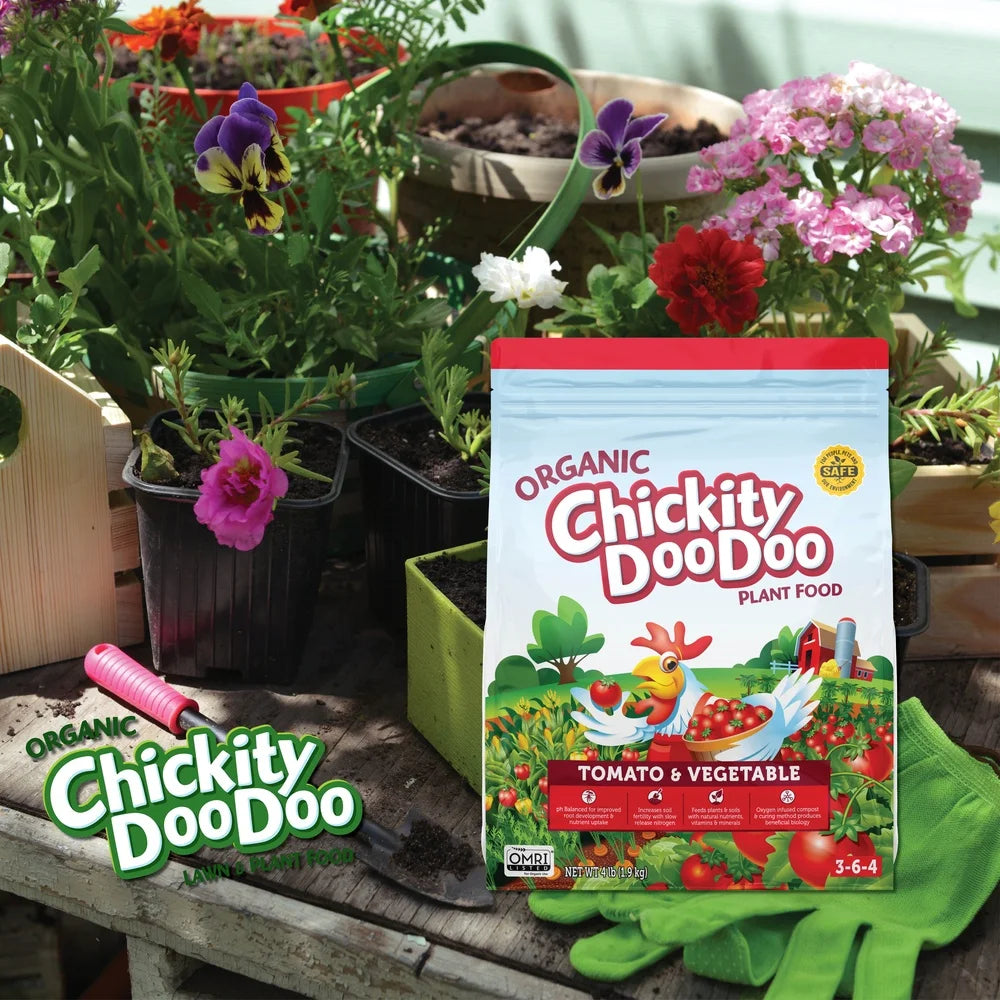 Organic Tomato Vegetable Fertilizer 4lbs 360sqft Compost Chicken Manure Plant Food Natural Nutrients Healthy Garden Low Odor