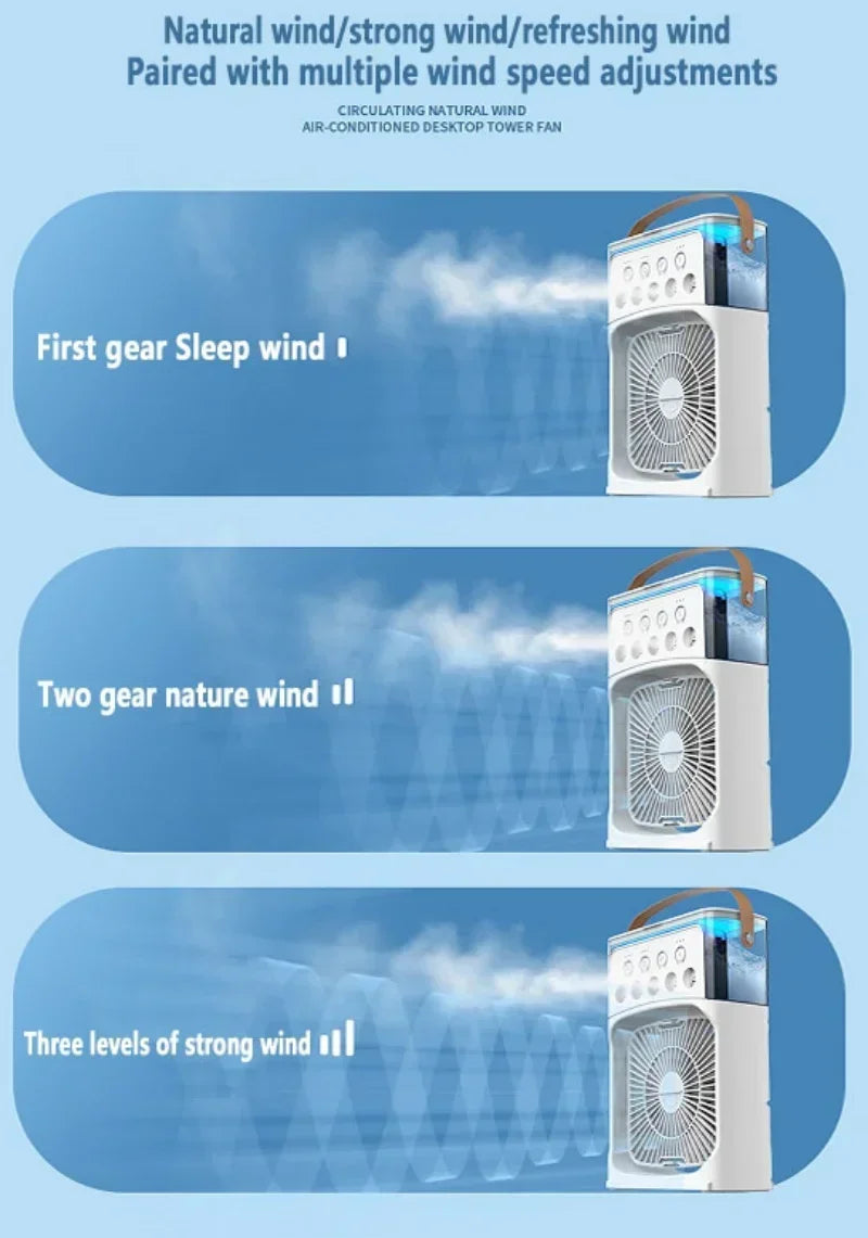 3 In 1 Fan AIr Conditioner Household Small Air Cooler LED Night Light Portable Humidifier Air Adjustment Fan Office Home Fan New