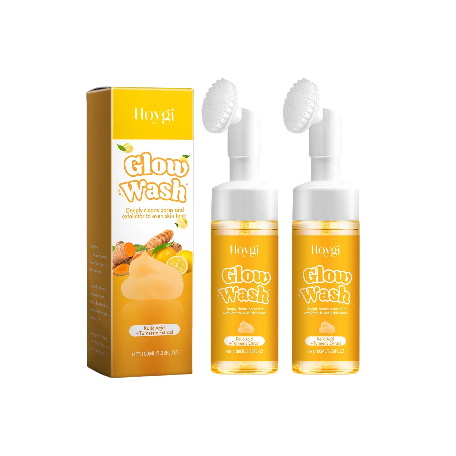 Hoygi Natural Turmeric Facial Cleanser Organic Gentle Deep Cleanse Oil Control Anti Oxidant Brightening for All Skin Types