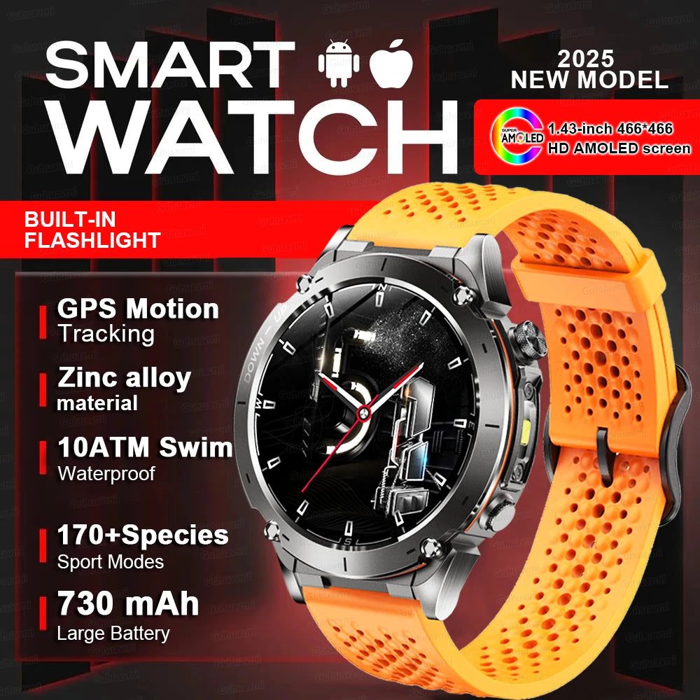 2025New Outdoor T-Rex 3 Ultra GPS Smart Watches Men 5ATM Waterproof Compass Flashlight Military Sports Trackr Smartwatch Women