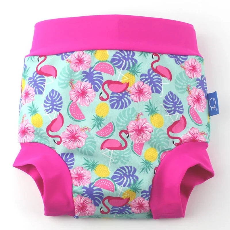 Infant Children Leakproof Swimming Nappies Newborn Baby High Waist Swimming Trunks Baby Boys Girls Cartoon Printed Cloth Diaper