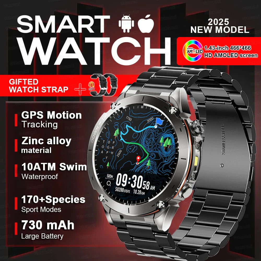 2025New Outdoor T-Rex 3 Ultra GPS Smart Watches Men 5ATM Waterproof Compass Flashlight Military Sports Trackr Smartwatch Women