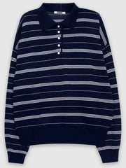 Korean Sle  Ne Color Blo Striped Knitwear Women's Loose Fit Soft Versatile Top American Retro Spring New Arrival