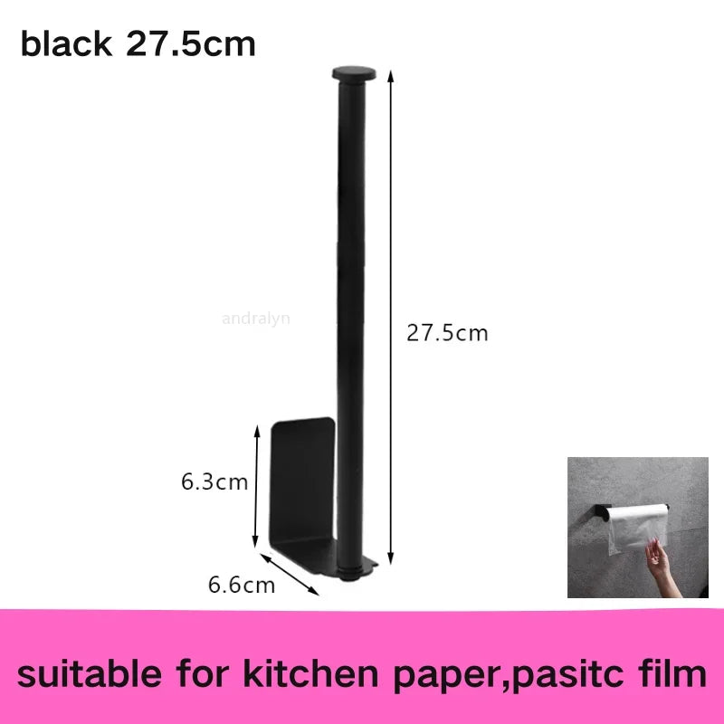 Stainless Steel Paper Towel Holder Self Adhesive Toilet Roll Paper Holder No Punching Kitchen Bathroom Lengthen Storage Rack