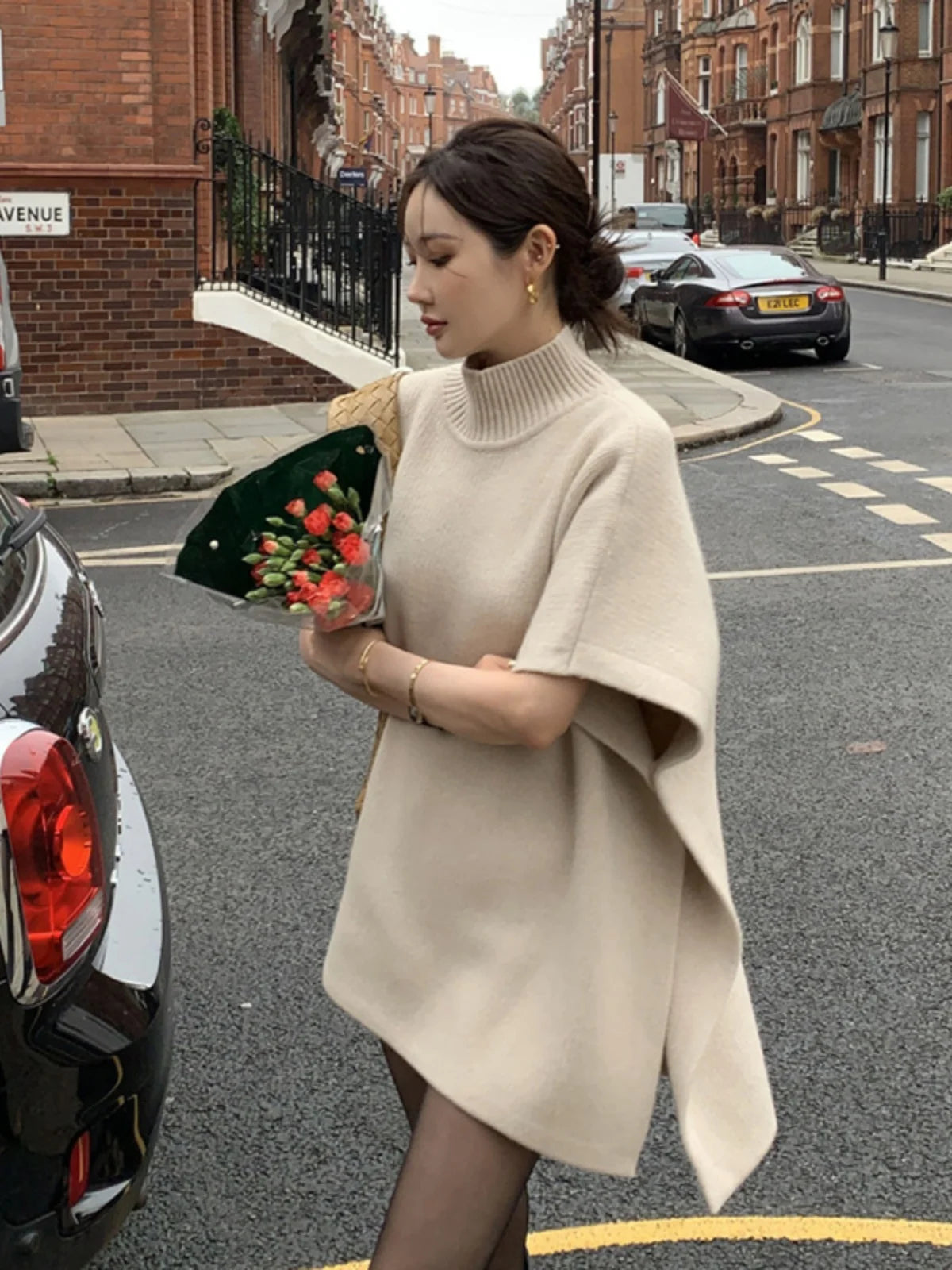 Faionable Oversized Knitwear Women's oulder awl f High Collar Winter Warm Loose Fit Sweater Trendy Commute Sle