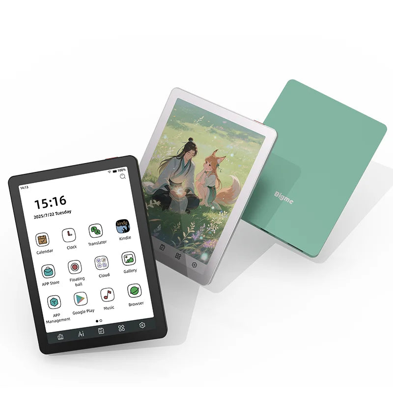 Bigme B6 ereader, 6-inch portable E-paper Ebook Reader, 300PPI 36-level front light electronic book, Android 14 with Google Play