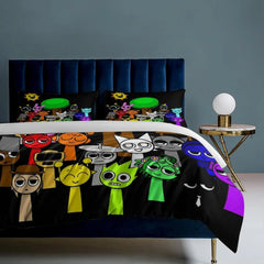 Sprunki Bedding Set 3D Printed Anime Game Skin-Friendly Suitable for Bedroom Duvet Cover Set With Pillowcases Kids Home Textile
