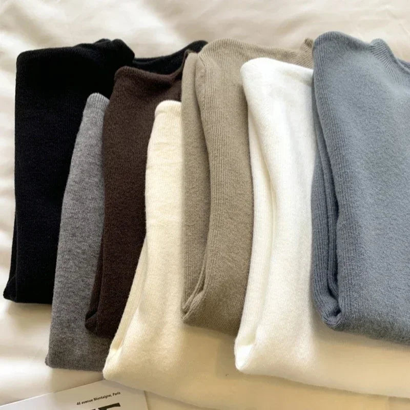 2025 Women Turtleneck Knitted Pullovers Solid Sweater Harajuku Korean Soft Warm Knitwear Autumn Winter Fashion Slim Jumpers Tops