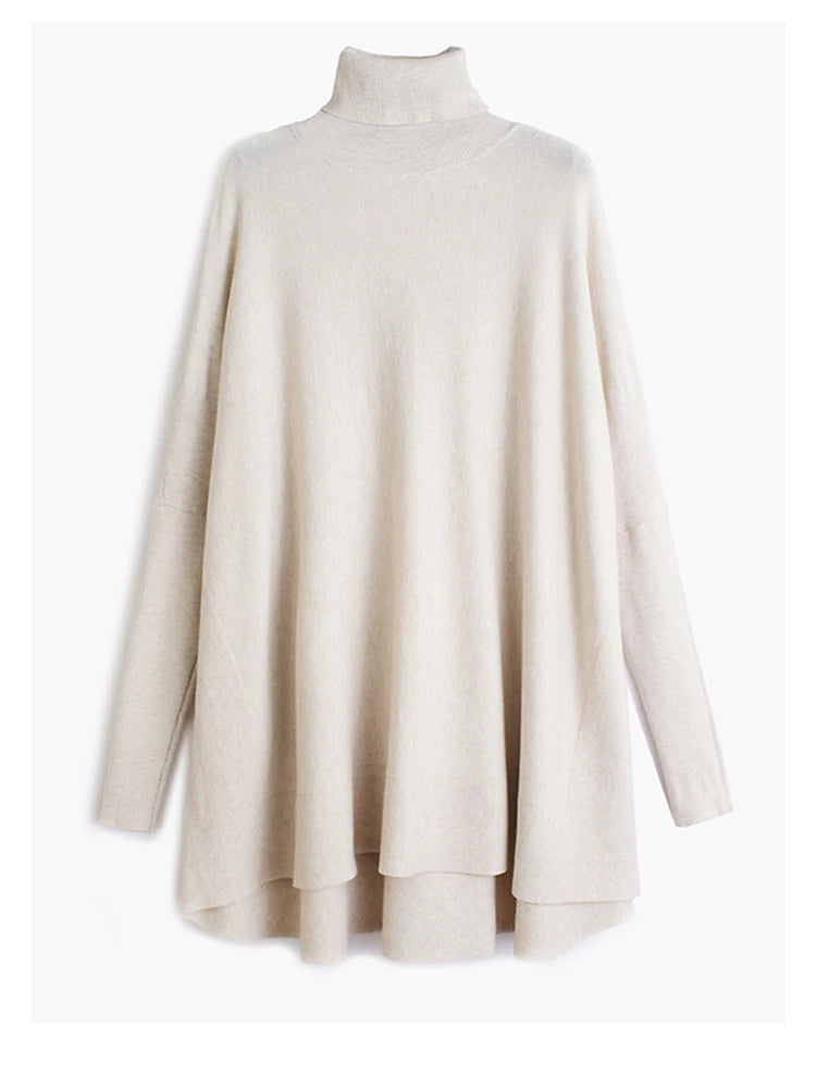 [EAM] Big Size Knitting Sweater Loose Fit  Turtleneck Long Sleeve Women Pullovers New Fashion Tide Spring Autumn 2025 19A-a43