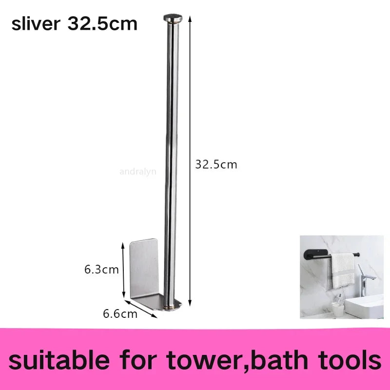 Stainless Steel Paper Towel Holder Self Adhesive Toilet Roll Paper Holder No Punching Kitchen Bathroom Lengthen Storage Rack