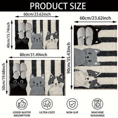 VIKAMA Striped Cartoon Cat Carpet Soft Doormat Waterproof Floor Mat Rug For Bedroom Carpet For Live Room Outdoor Carpet Home Dec