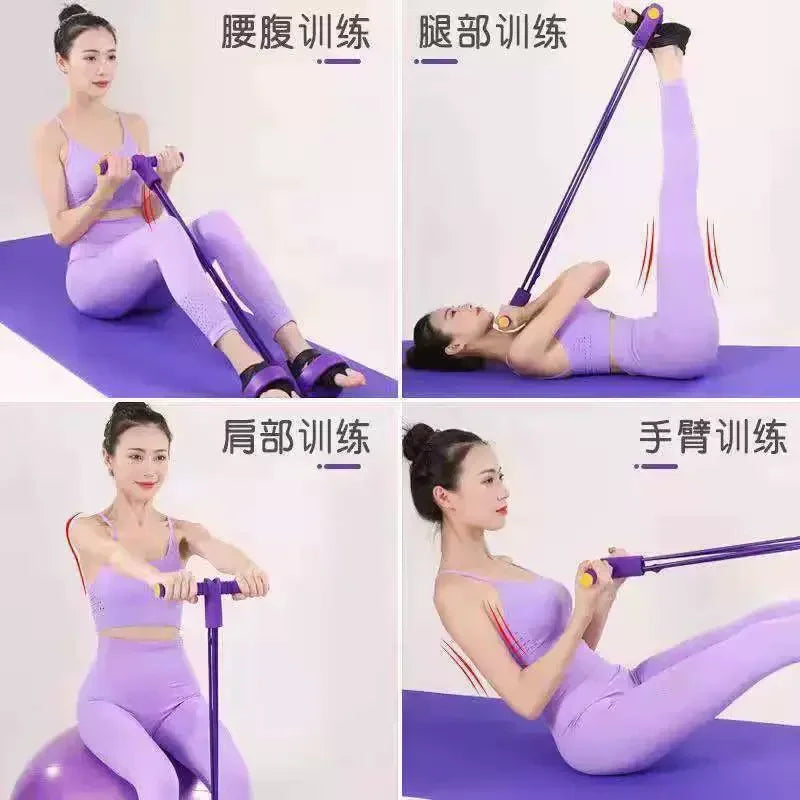 4/6-Tube Pedal Tensioner Multi-Functional Household Fitness Equipment Yoga Abdominal Strengthening Elastic Band Tension Rope