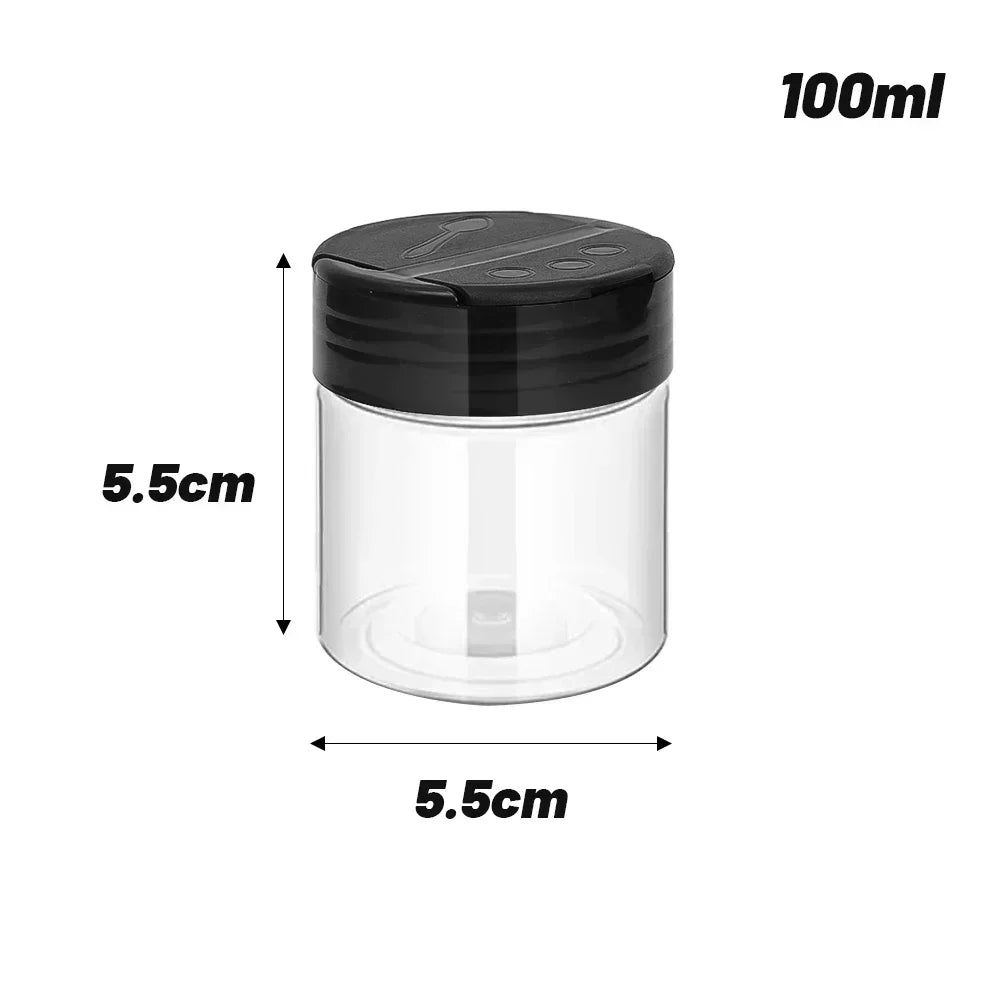 1/12x Plastic Spice Jars with Shaker Lids Transparent Safety Plastic Bottles for Home Kitchen Storing Spices Seasoning Powders