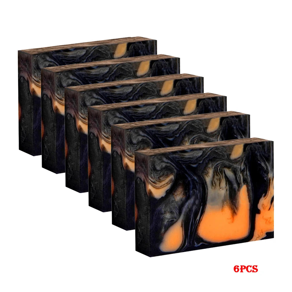 1/2/4/6Pcs Bamboo Charcoal Soap Natural Organic Activated Carbon Kojic Acid Handmade Soap for Blackhead Removal and Moisturizing