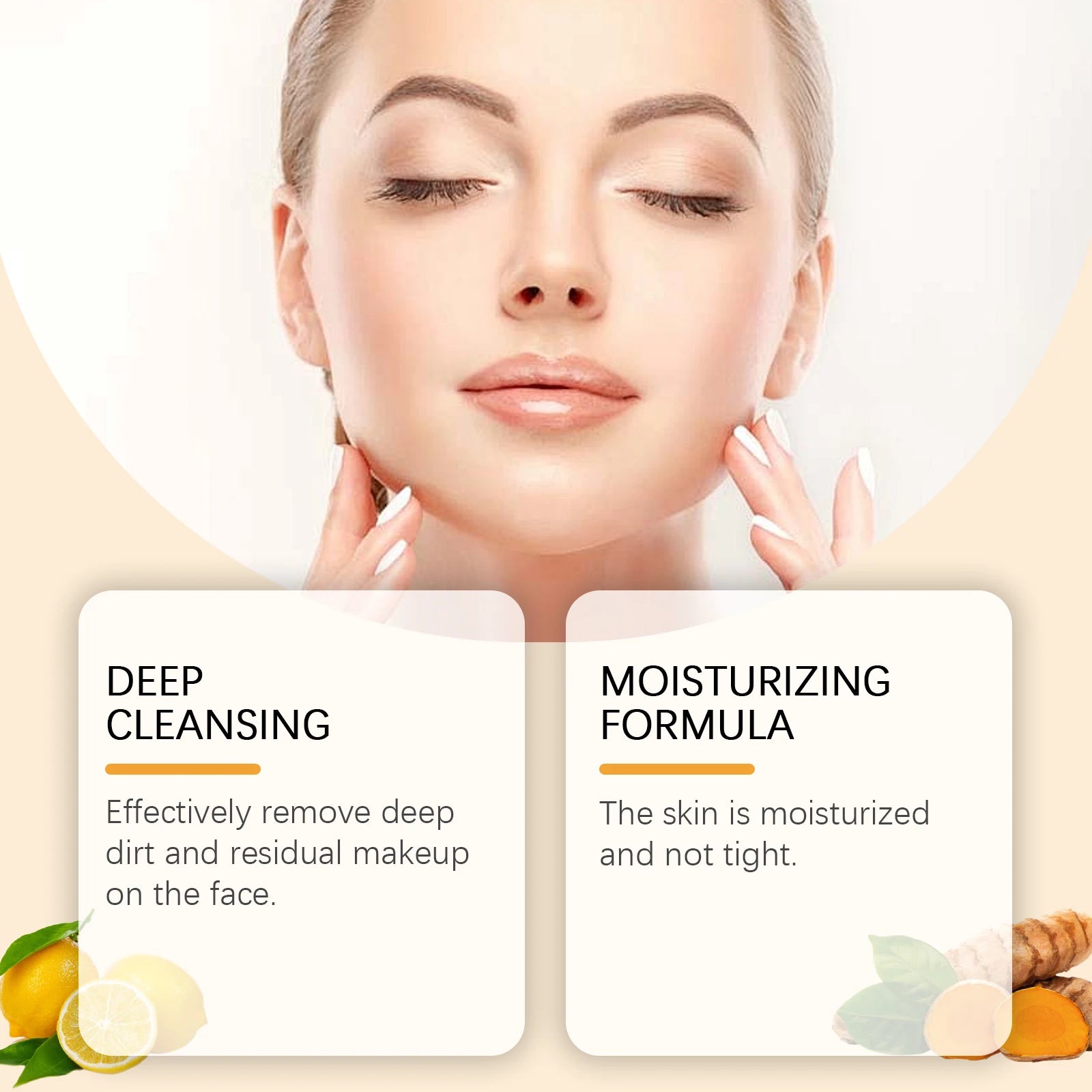 Hoygi Natural Turmeric Facial Cleanser Organic Gentle Deep Cleanse Oil Control Anti Oxidant Brightening for All Skin Types