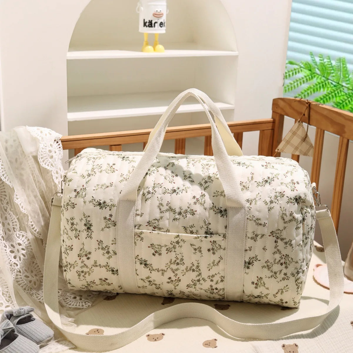 Ins Baby Diaper Bags Embroidered Nappy Organizer Messenger Bag Cute Cartoon Shoulder Bag with Zipper Luggage ToteBag for Travel