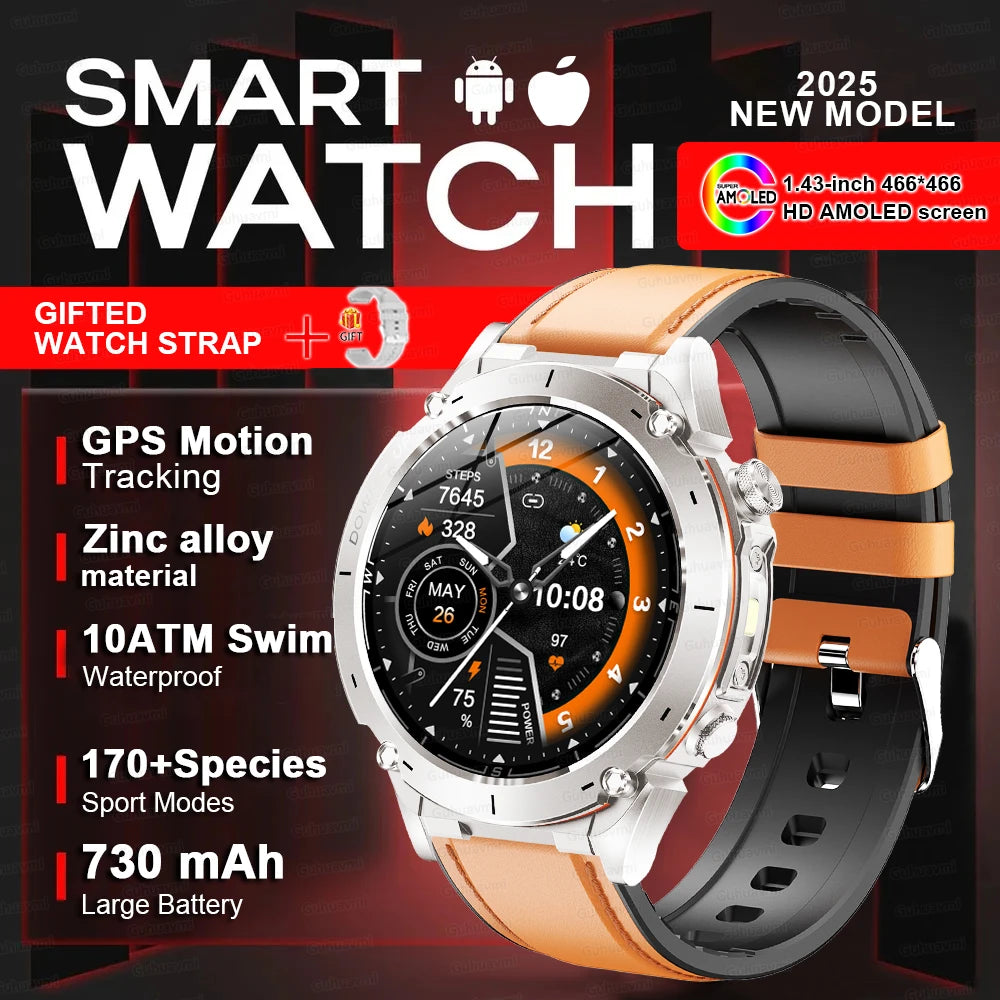 2025New Outdoor T-Rex 3 Ultra GPS Smart Watches Men 5ATM Waterproof Compass Flashlight Military Sports Trackr Smartwatch Women