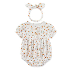 Baby Girl Clothes Sets Cotton Bodysuit +Headband Short Sleeve Newborn Baby Girl Jumpsuit Summer Solid Color 6-24Months Bebes