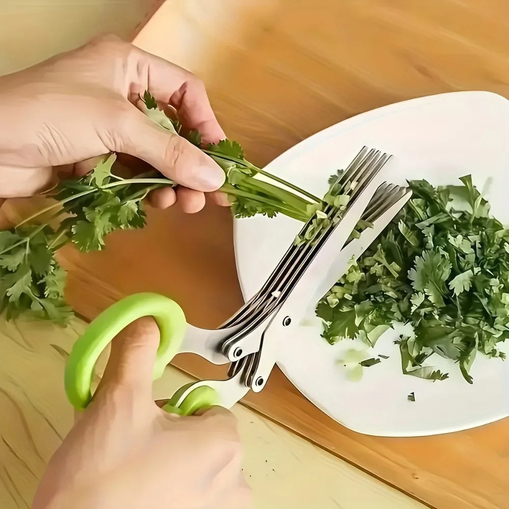 Forged Stainless Steel Ambidextrous Kitchen Scissors 5 Layered Ultra Sharp Versatile Onion Herb Shredder Durable Easy Clean