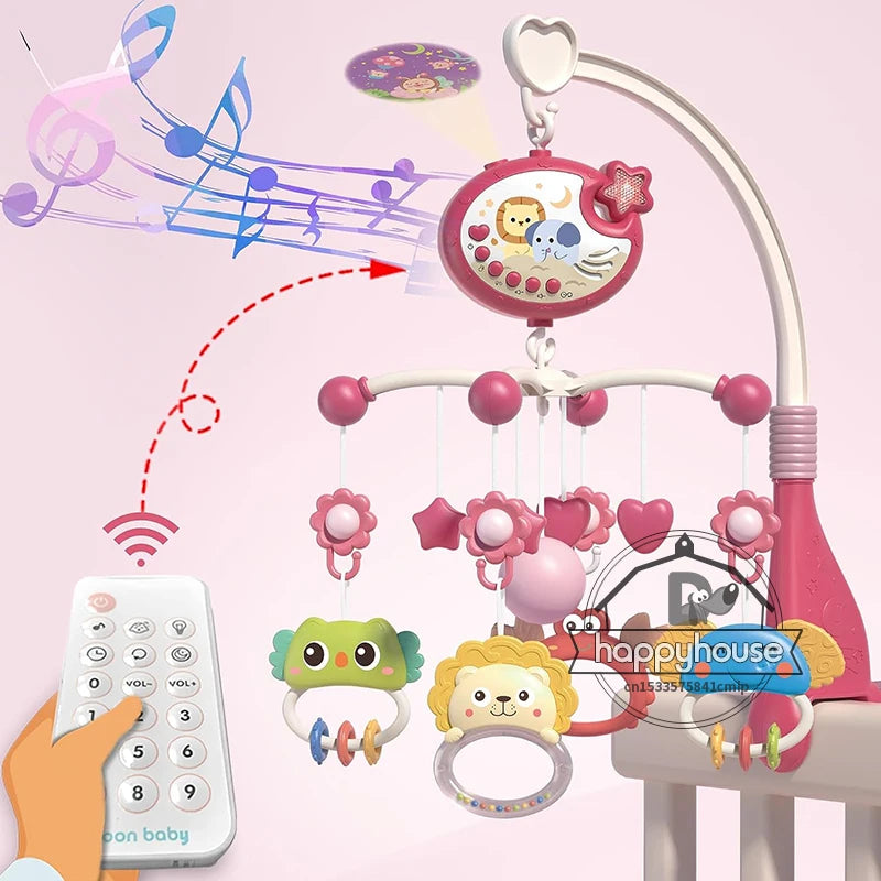 Remote Control Musical Baby Crib Mobile with Lights Music  Projection for Infants Crib Toys for Newborn Baby Mobile for Crib