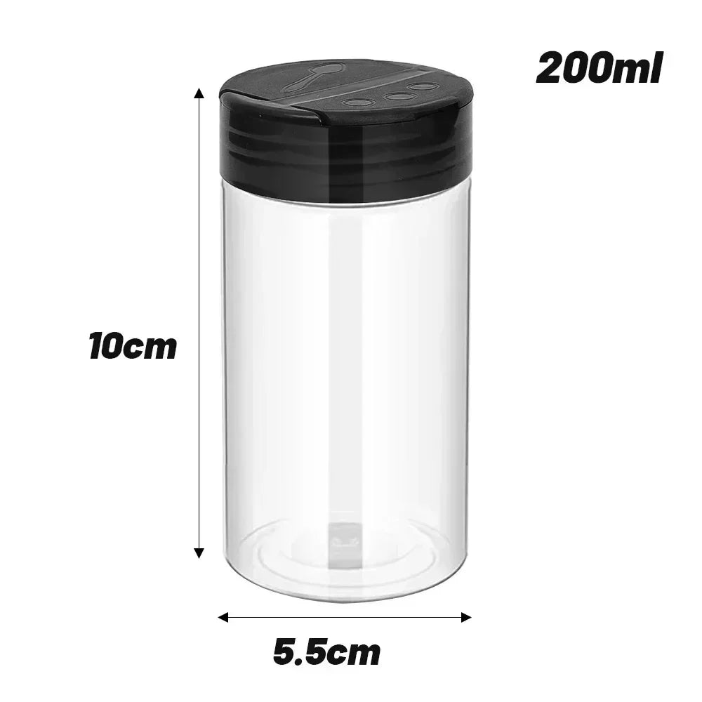 1/12x Plastic Spice Jars with Shaker Lids Transparent Safety Plastic Bottles for Home Kitchen Storing Spices Seasoning Powders