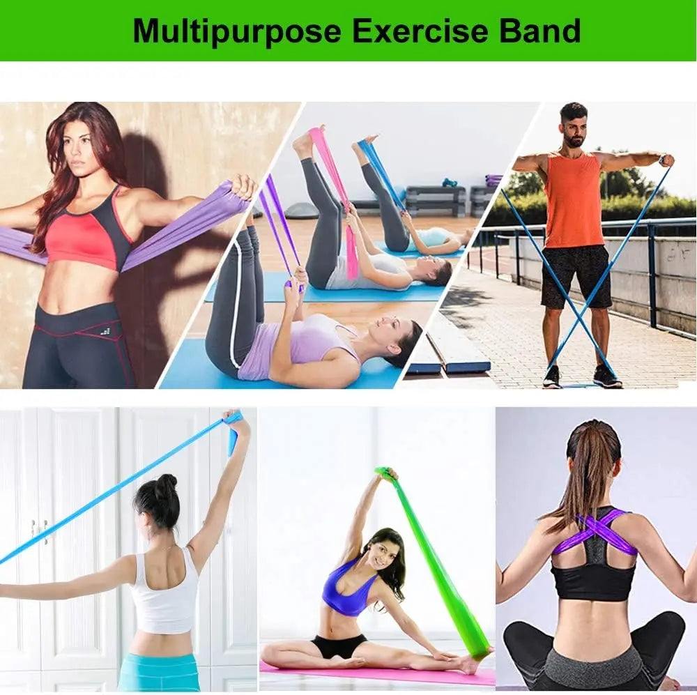 Yoga Resistance Bands Set TPE Elastic Band Exercise Workout Recovery Fitness Yoga Pilates Rehab Strength Training