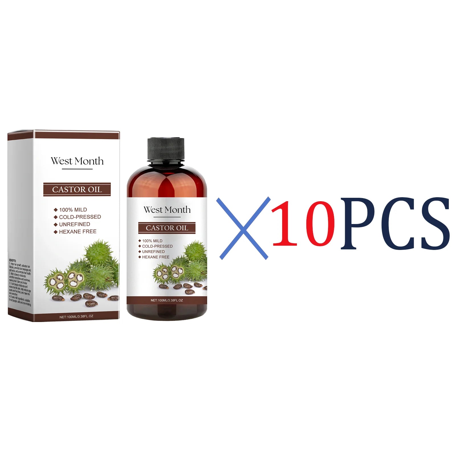 Organic Castor Oil 100ml Multi-Purpose Beauty Oil For Eyelash Eyebrow Growth Hair Growth Serum Skin Moisturizer Natural Mild