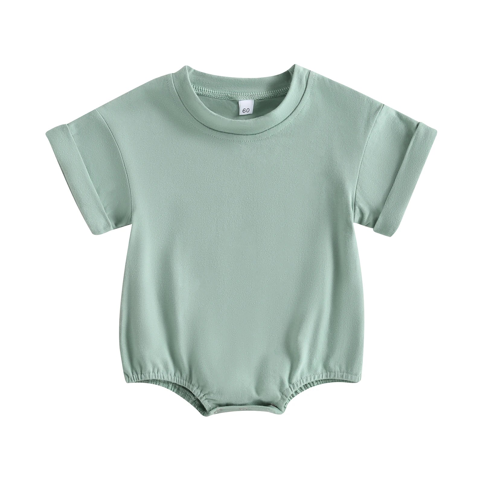 VISgogo Infant Baby Boys Girls Bodysuit Summer Pullover Crewneck Loose Romper Short Sleeve Solid Color Newborn Clothes Outfit