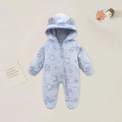 AYNIGIELL 0-12M Cartoon Newborn Bodysuit Warm RompersSoft Newborn Baby Clothes Flannel Autumn Winter Baby Boys Girls Jumpsuit