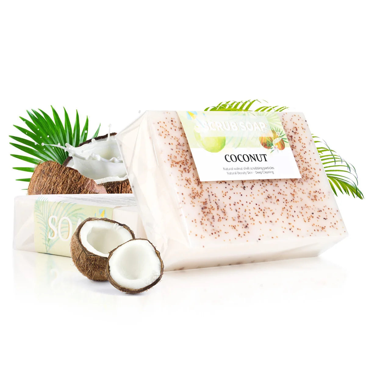 M+Natural Coconut Milk Soap with Frosted Particles, Bright White Essential Oil, Hand Made Soap, Hand Moisturizing, 100% Organic