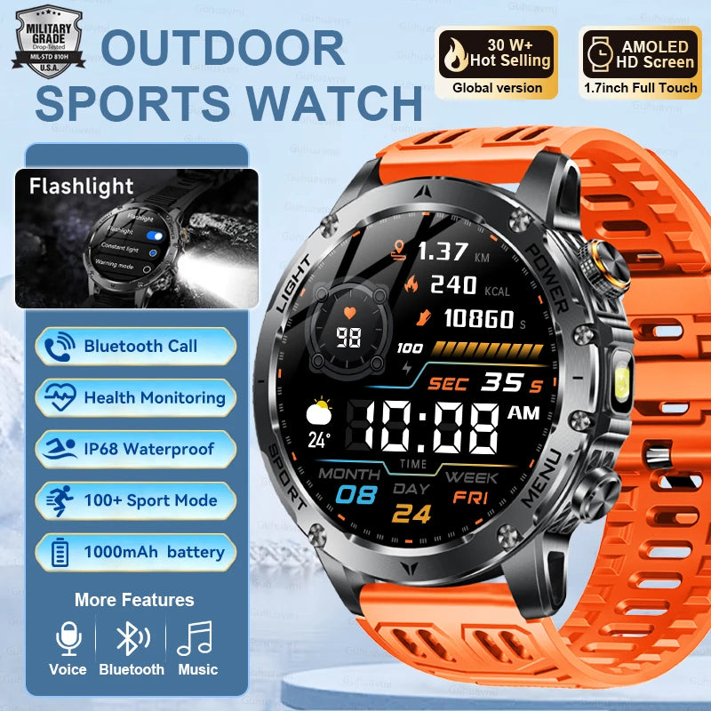 NEW T-REX3 ULTRA 1000mAh Battery Smart Watches 5ATM Waterproof Tactics 100+Sports Flashlight Heart Rate Smart Watch 2025 For Man