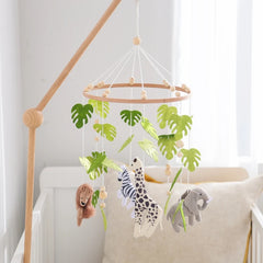 Baby Crib Mobile Wooden Wind Chime Bed Bell,Animal Crib Mobile With Music for Girls and Boys,Comfort Crib Hanging Bracket Toy