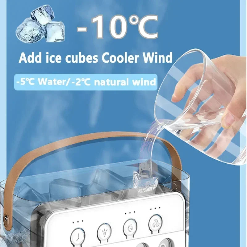 3 In 1 Fan AIr Conditioner Household Small Air Cooler LED Night Light Portable Humidifier Air Adjustment Fan Office Home Fan New