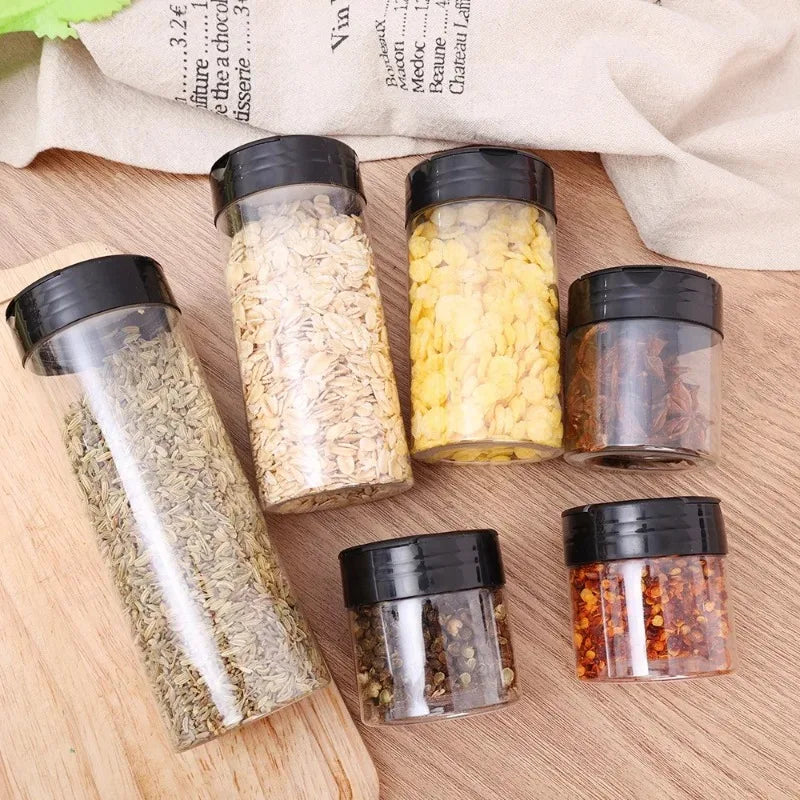 1/12x Plastic Spice Jars with Shaker Lids Transparent Safety Plastic Bottles for Home Kitchen Storing Spices Seasoning Powders