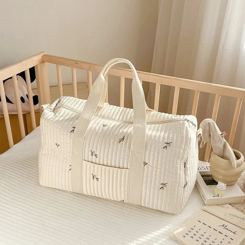 Ins Baby Diaper Bags Embroidered Nappy Organizer Messenger Bag Cute Cartoon Shoulder Bag with Zipper Luggage ToteBag for Travel