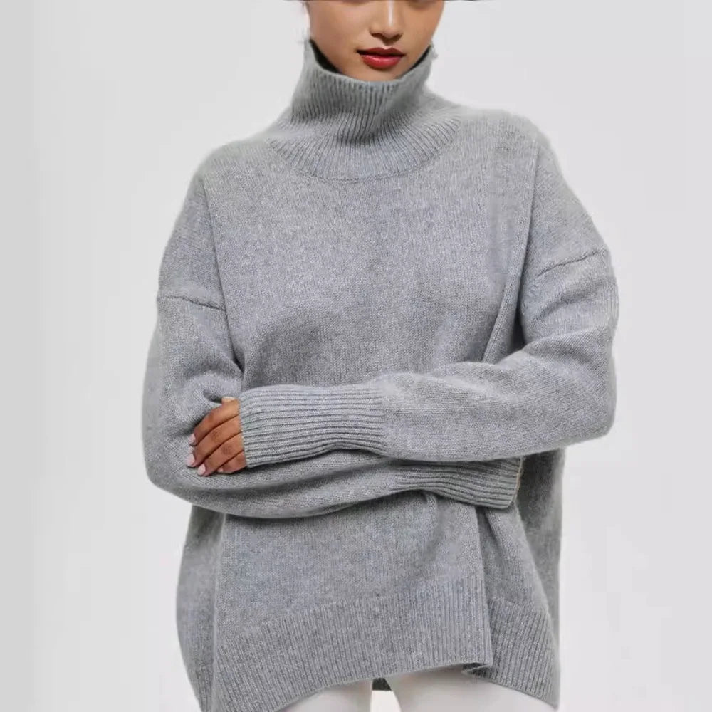 Autumn Winter Casual Fleece Thickened Warm Sweater Women's Turtleneck Solid Sweater Knitting Pullovers Rollneck Slim Fit Top