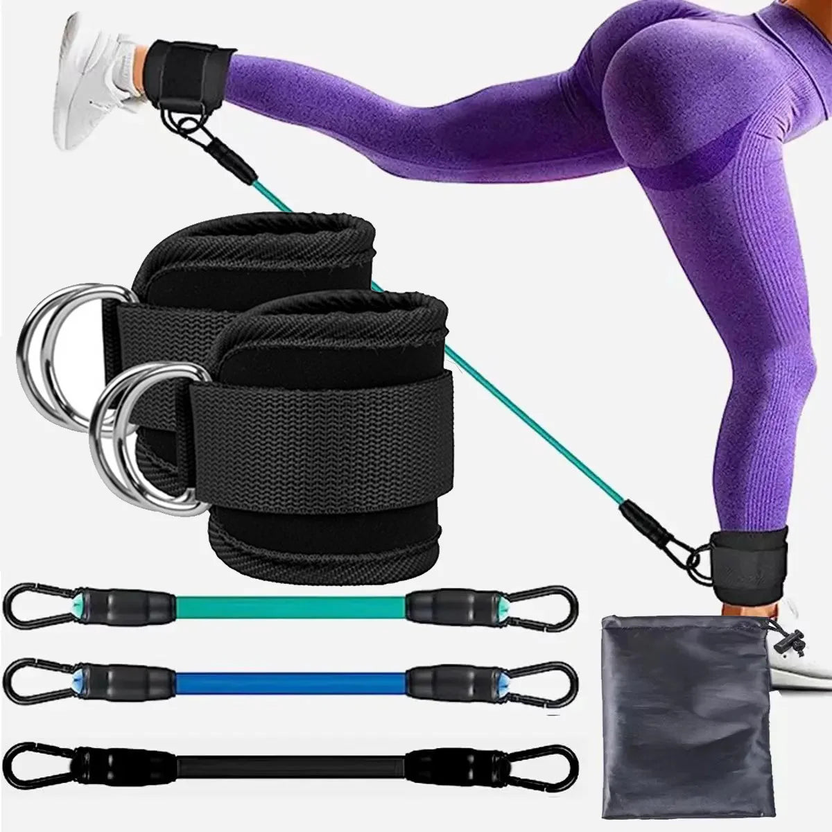TPE Resistance Bands Ankle Straps Fitness Set D-Ring Support Ankle Cuffs Yoga Gym Equipment Guard Leg Strength Safety Extensions