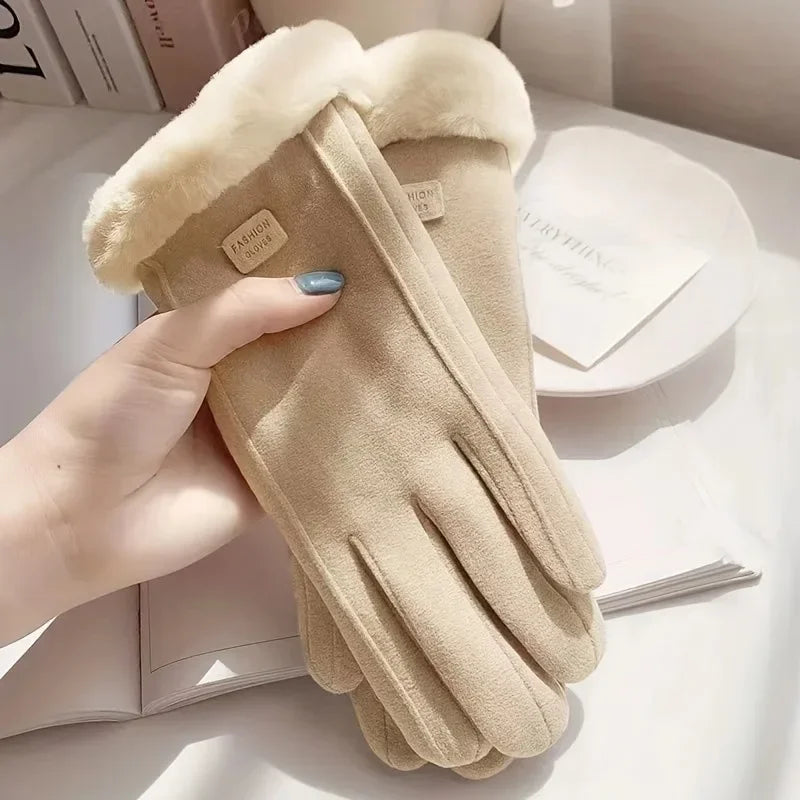 Women's Touchscreen Winter Gloves - Fashionable Finger Gloves, Thin Cashmere Solid Color (Suitable for Autumn and Winter Warmth