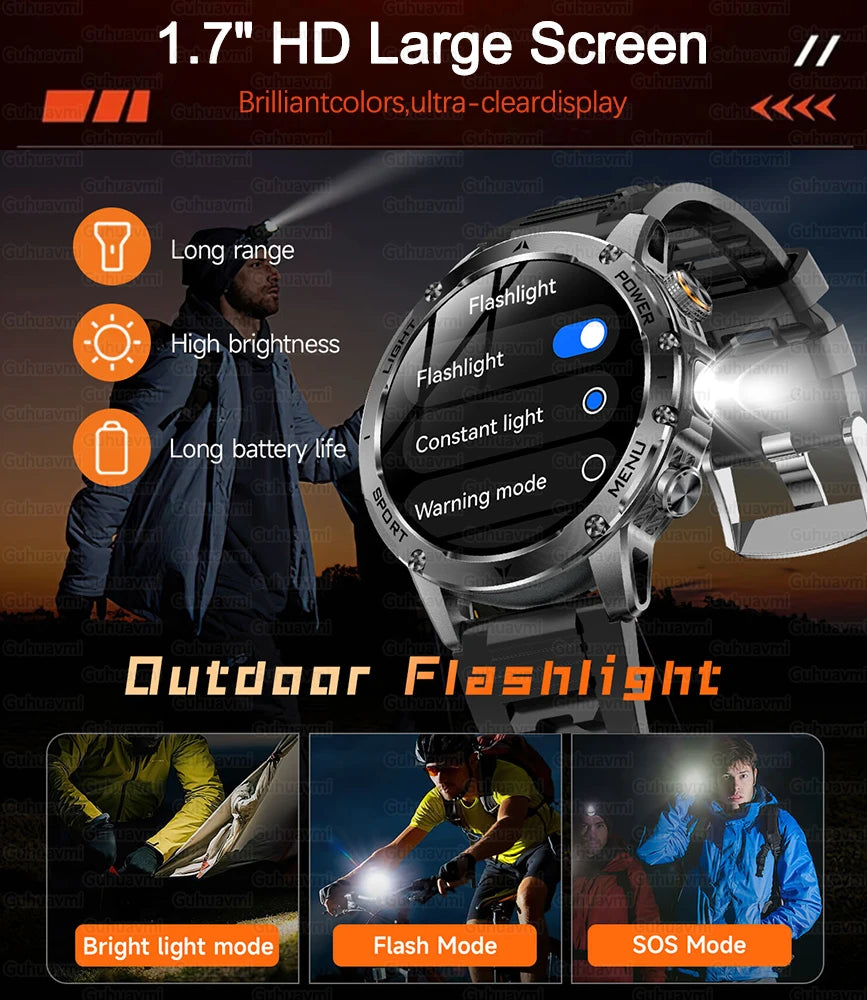 New T-Rex 3 Ultra Military Grade 1000mAh Battery Smart Watch 5ATM Waterproof HD AMOLED Flashlight Sports Smart Watches For Man