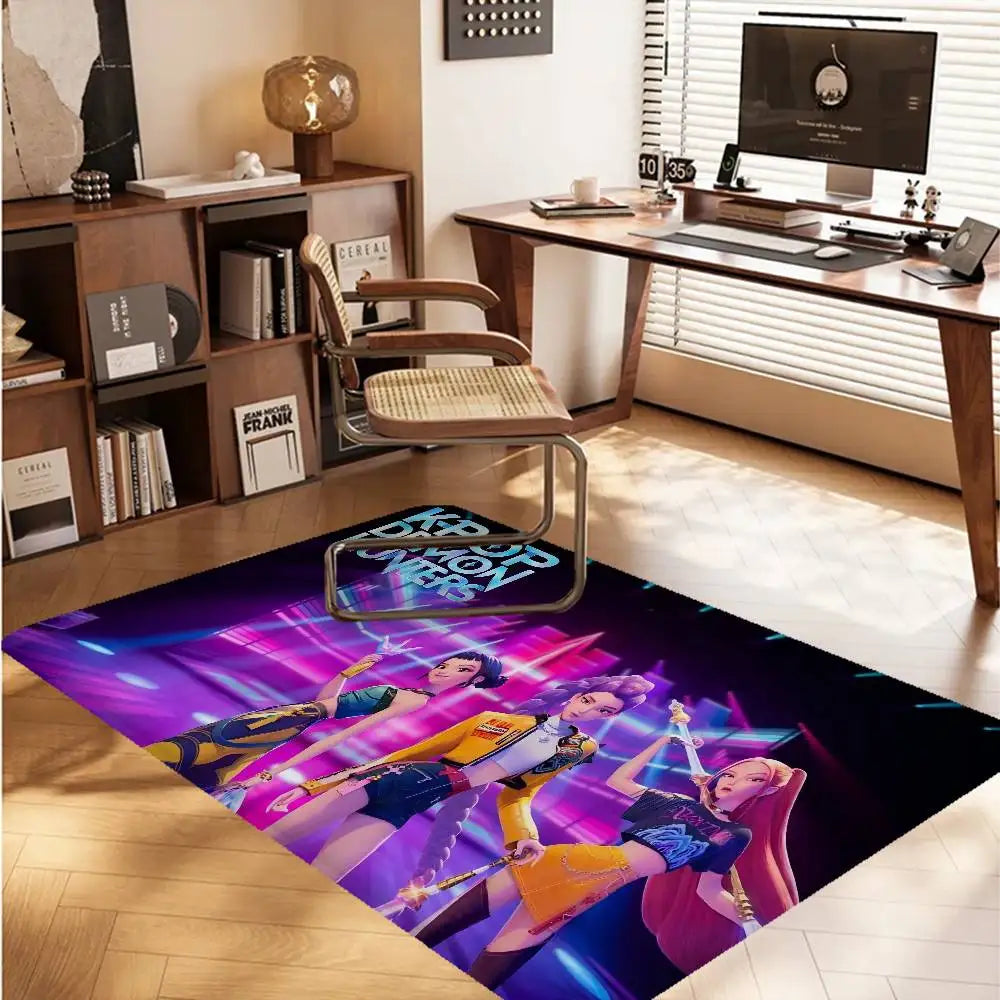 Kpop D-demon Hunters Floor Mat Rectangle Anti-slip Home Soft Badmat Front Door Indoor Outdoor Mat Welcome Doormat
