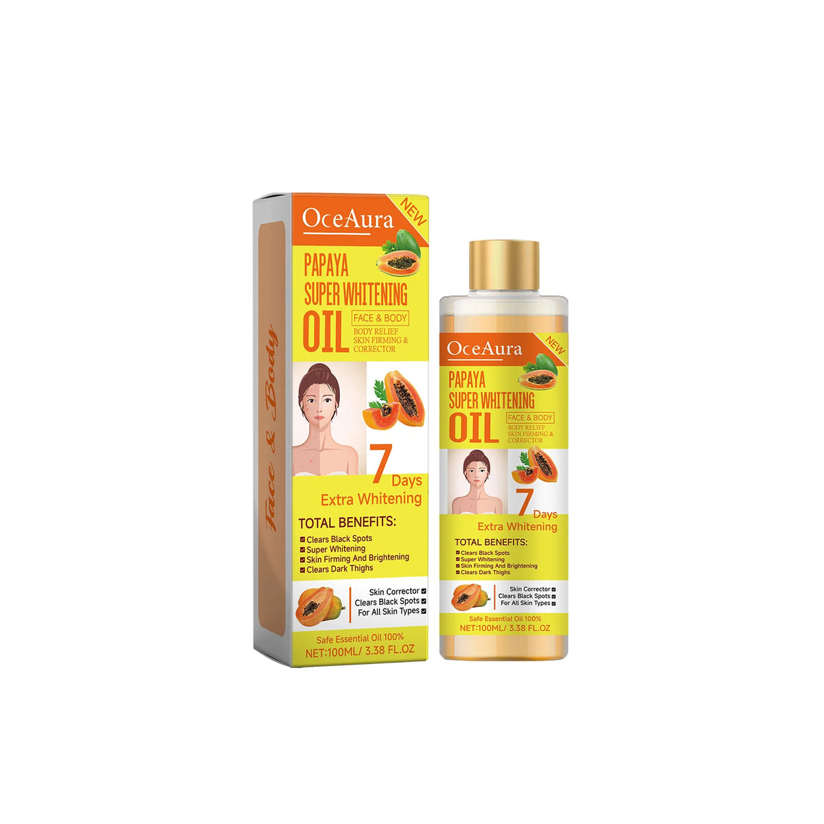 Body Whitening Oil 100ml Natural Organic Relaxing Muscle Hydrating SPA Aromatherapy Skin Brightening Smoothing Body Massage Oil