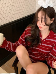 Korean Sle  Ne Color Blo Striped Knitwear Women's Loose Fit Soft Versatile Top American Retro Spring New Arrival