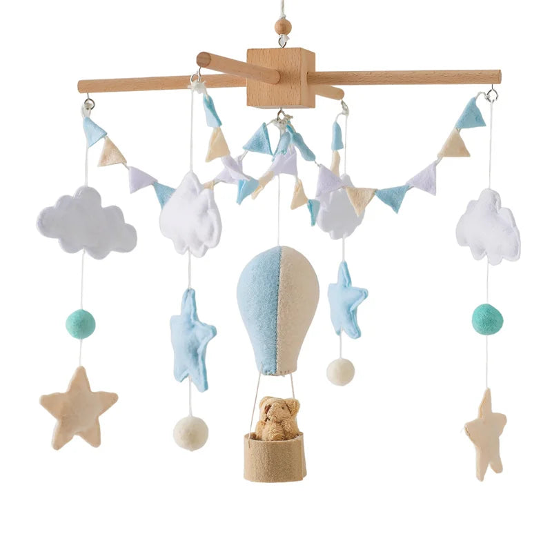 Baby Crib Mobile Wooden Wind Chime Bed Bell,Animal Crib Mobile With Music for Girls and Boys,Comfort Crib Hanging Bracket Toy