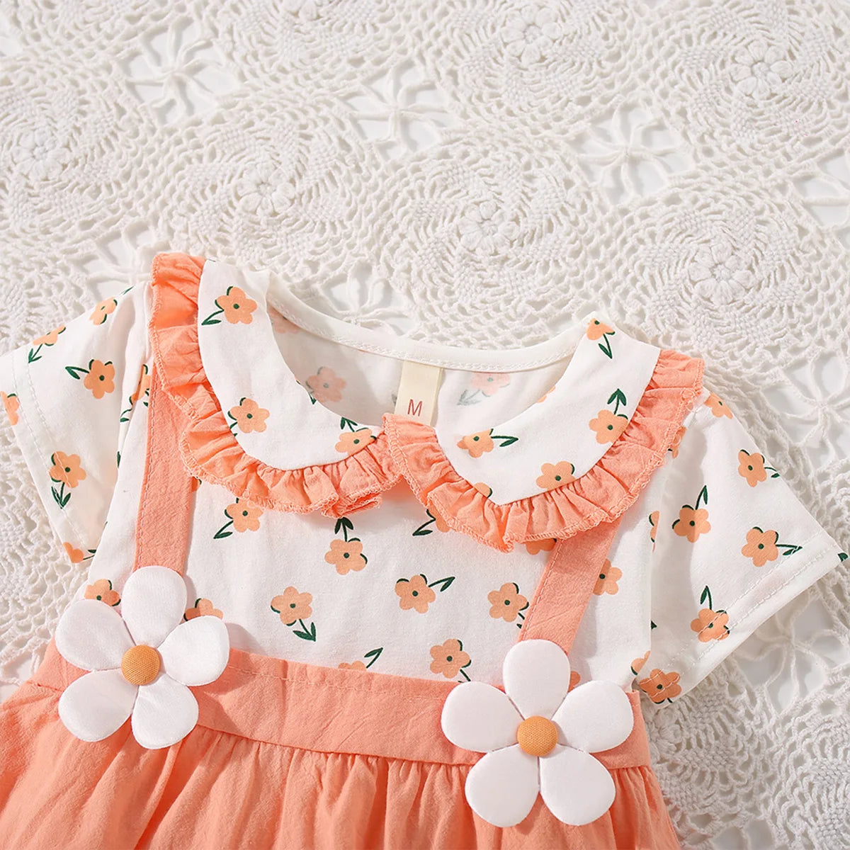 Baby Girl Dresses Summer Flower Printed Sweet Doll Collar Short Sleeved Children Clothing for Baby