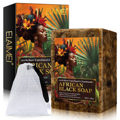 Raw African Black Soap for Oily Skin, Dark Spots  Pure & Natural Ingredients - Organic  Face and Body Wash Soap