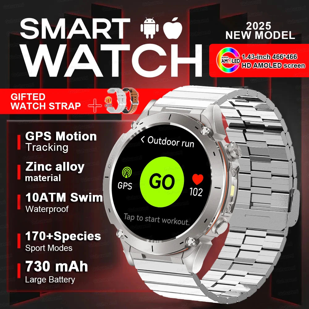2025New Outdoor T-Rex 3 Ultra GPS Smart Watches Men 5ATM Waterproof Compass Flashlight Military Sports Trackr Smartwatch Women